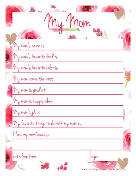 Printable All About Mom